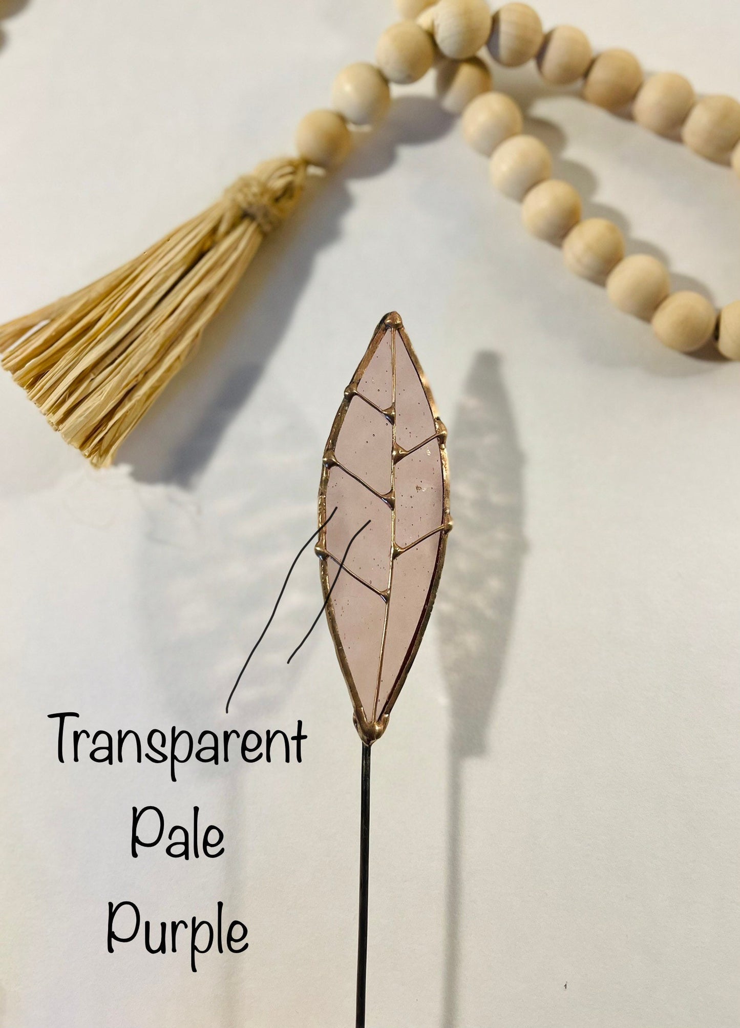 Mauve Earth Tone Glass Leaf Plant Stake Collection