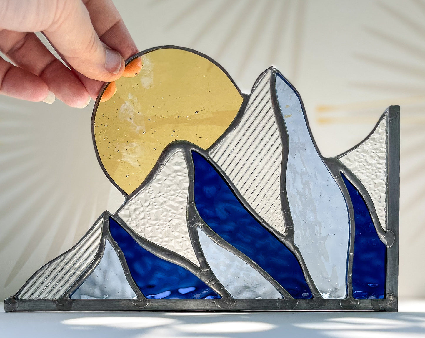 Winter Mountain Scape Stained Glass Corner