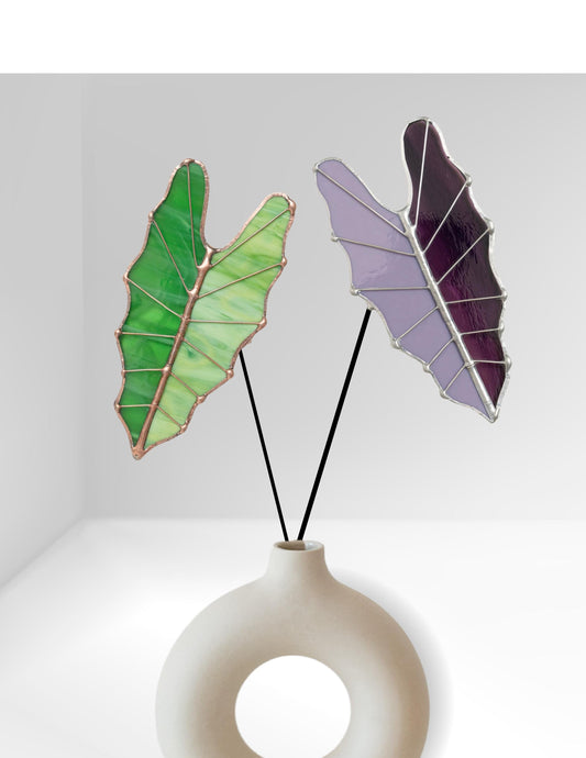 Glass Alocasia Leaf Stem - Samara Designs Studio