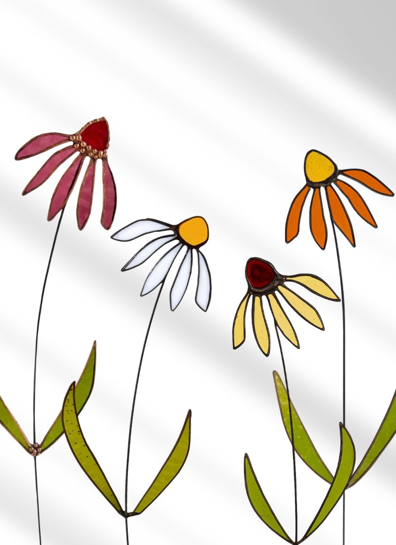 ๐ผ Handmade Stained Glass Coneflowers โ Unique Gift for Nature Lovers