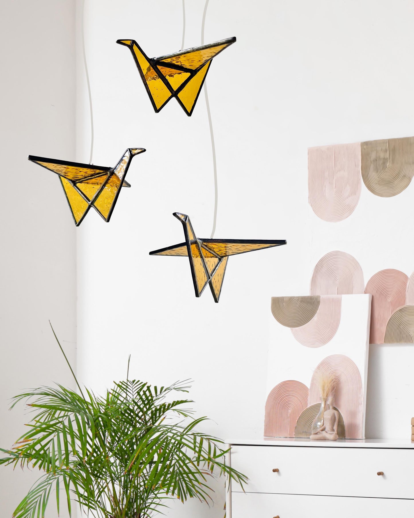 Stained Glass Origami Crane Suncatchers - Samara Designs Studio