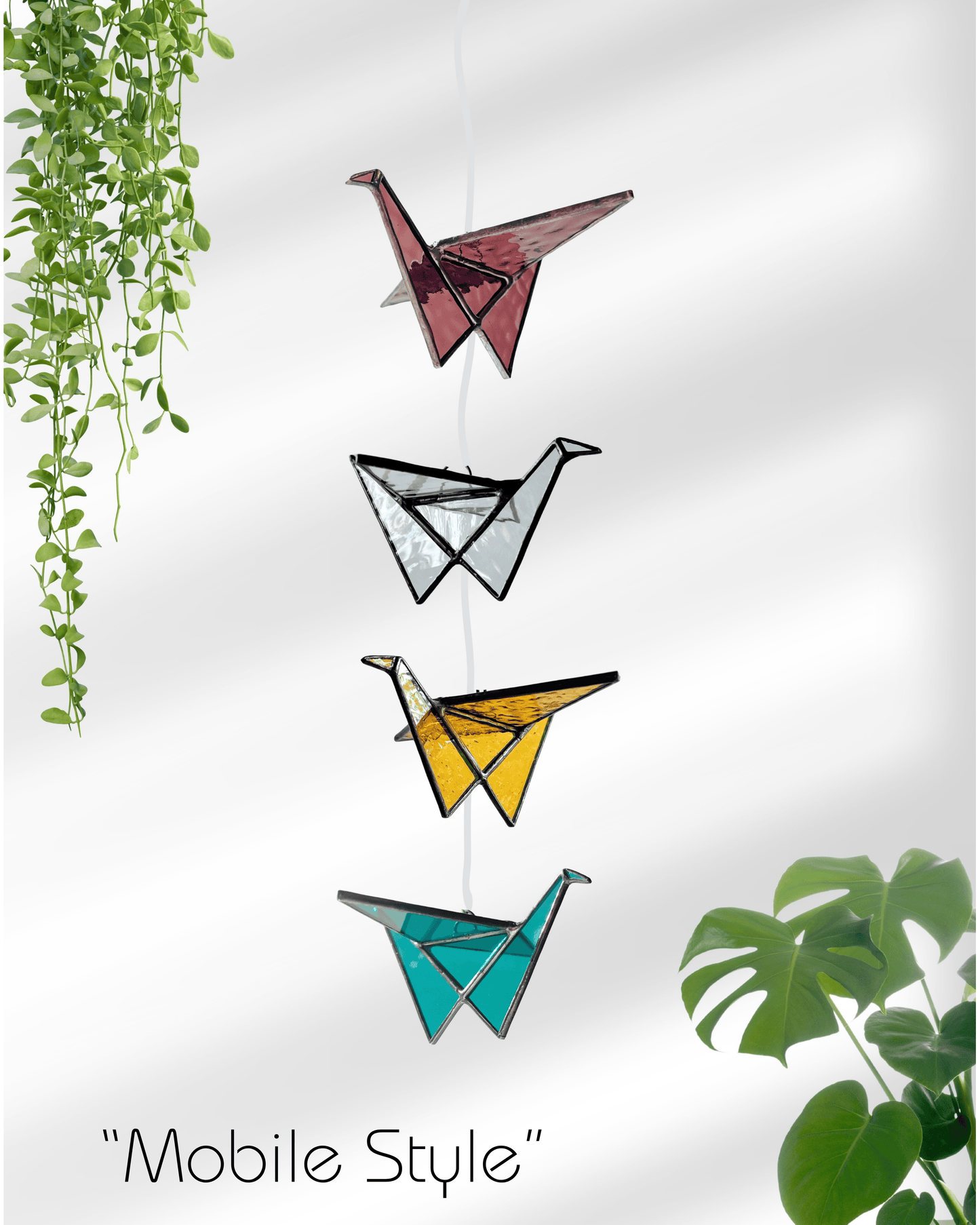 Stained Glass Origami Crane Suncatchers - Samara Designs Studio