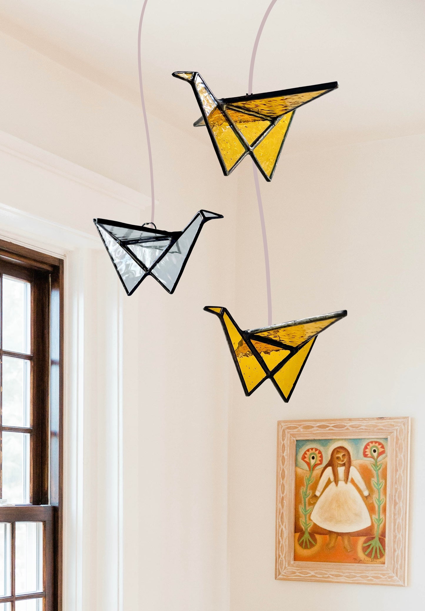 Stained Glass Origami Crane Suncatchers - Samara Designs Studio