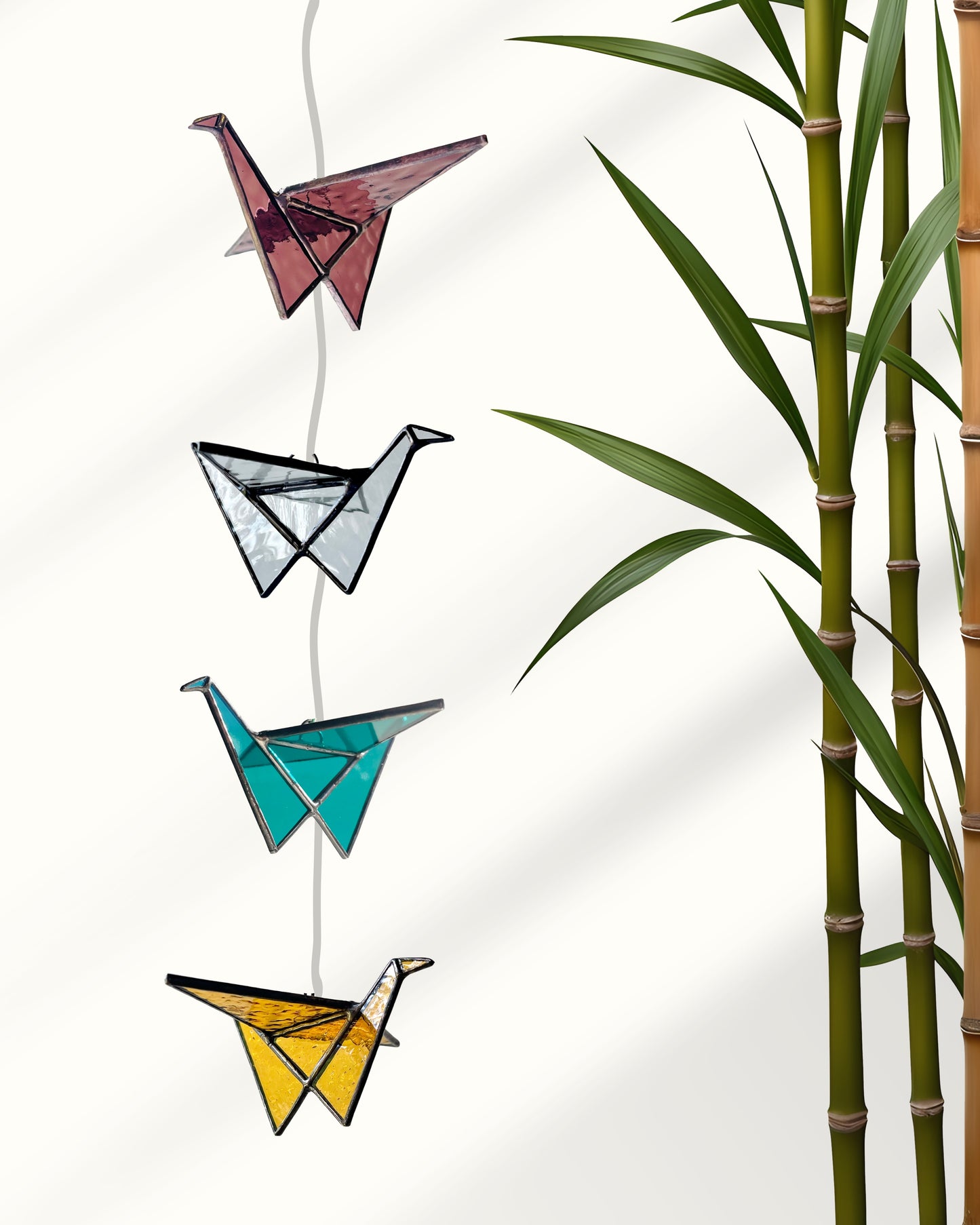 Stained Glass Origami Crane Suncatchers - Samara Designs Studio