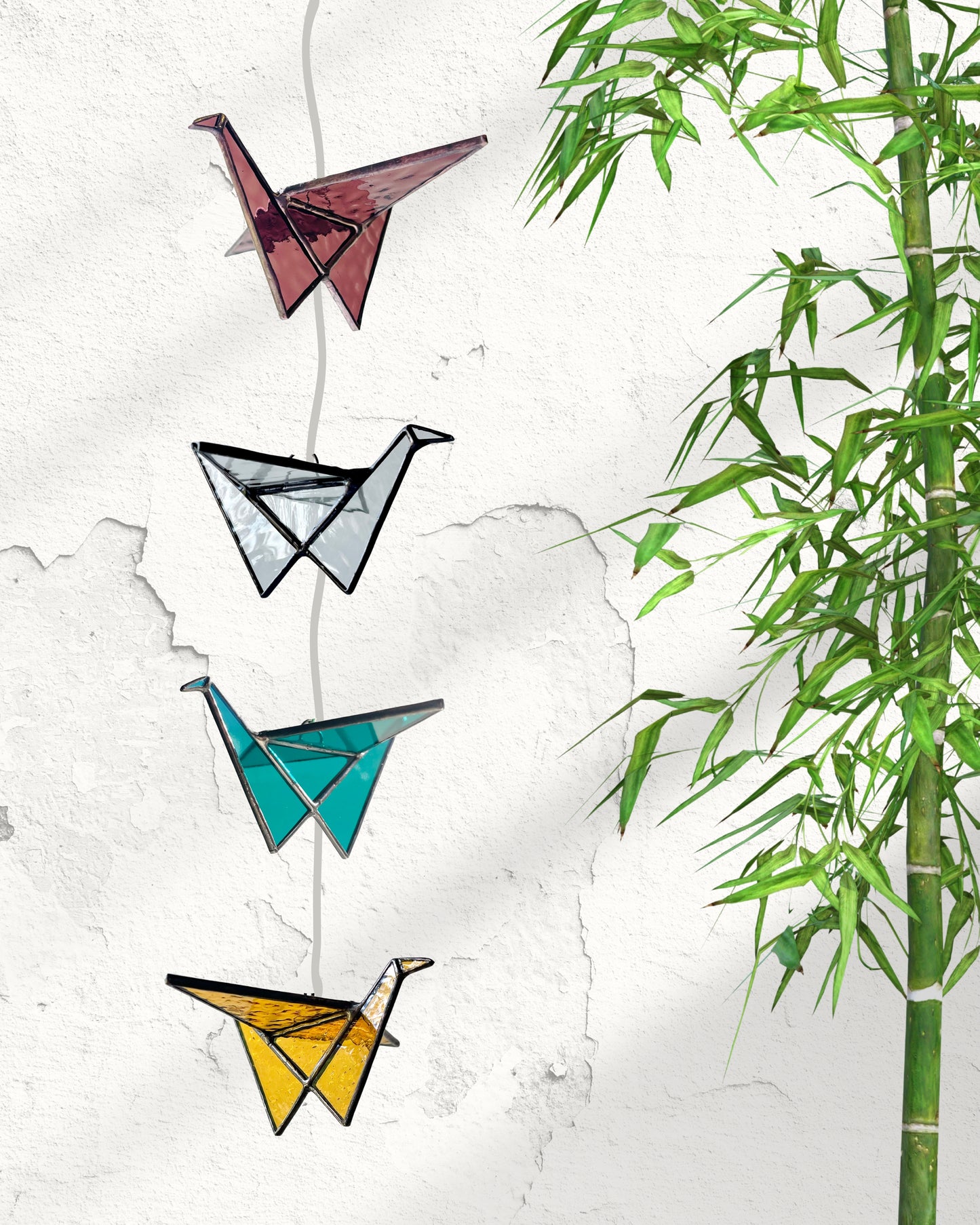 Stained Glass Origami Crane Suncatchers - Samara Designs Studio
