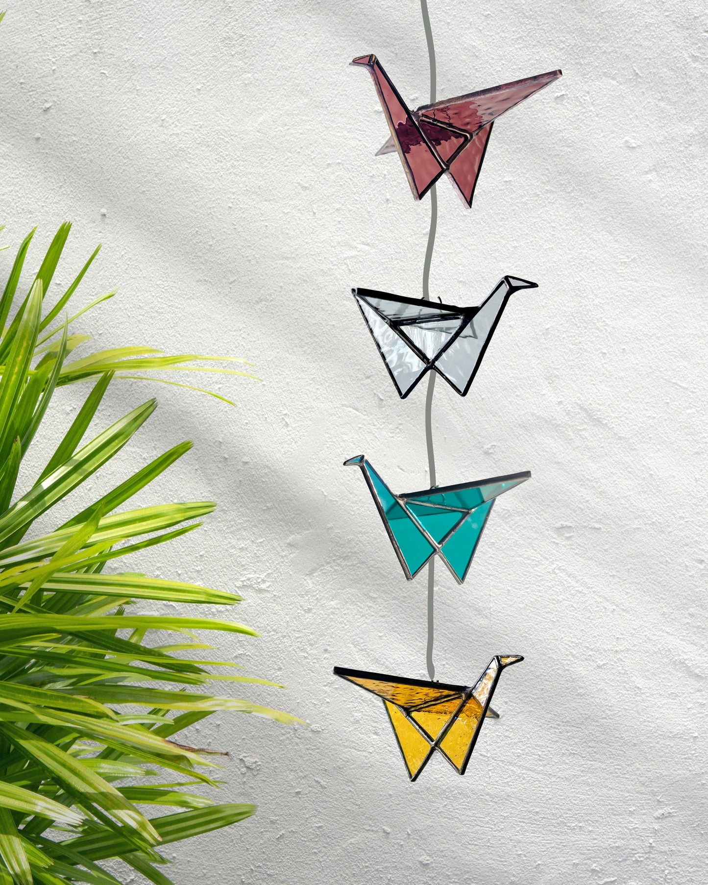 Stained Glass Origami Crane Suncatchers - Samara Designs Studio