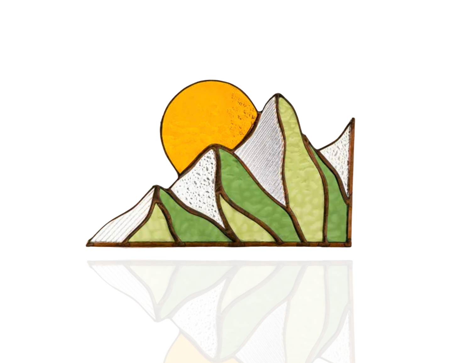 Summer Mountain Scape Stained Glass Corner Panel - Samara Designs Studio