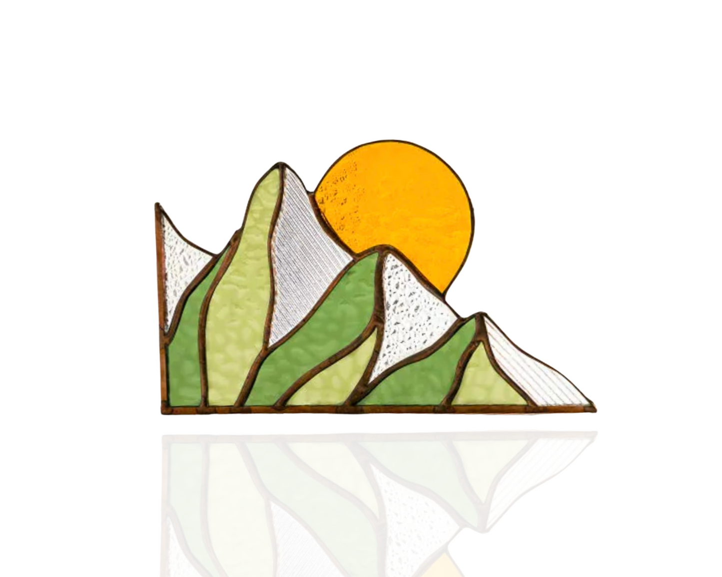Summer Mountain Scape Stained Glass Corner Panel - Samara Designs Studio