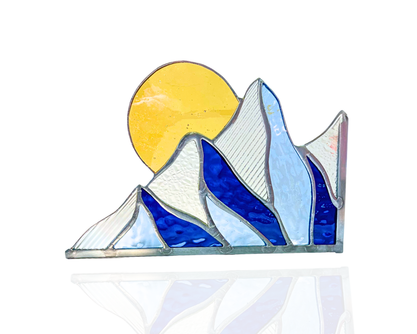 Winter Mountain Scape Stained Glass Corner - Samara Designs Studio
