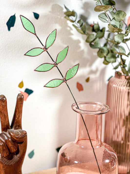 Leaf Green Glass Sprig - Samara Designs Studio