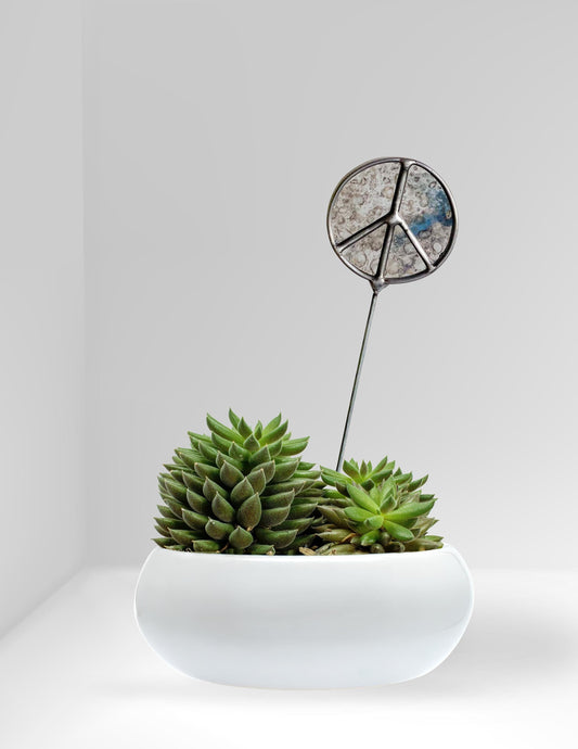 Mirror Peace Sign Plant Stake - Samara Designs Studio
