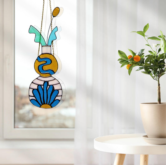 Stained Glass Art “Vase Refracting Light” - Samara Designs Studio