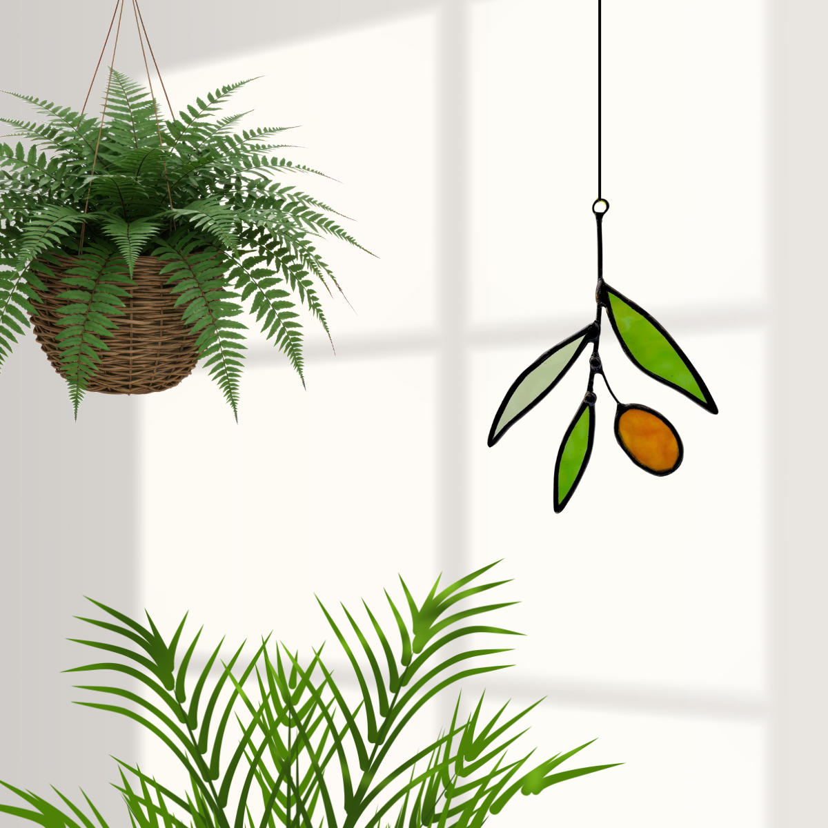 Mini Glass Olive Branch Suncatcher