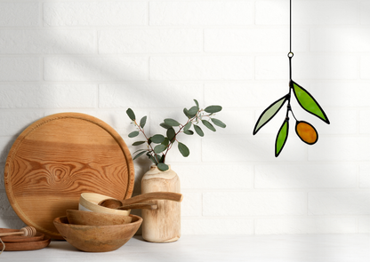 Mini Glass Olive Branch Suncatcher