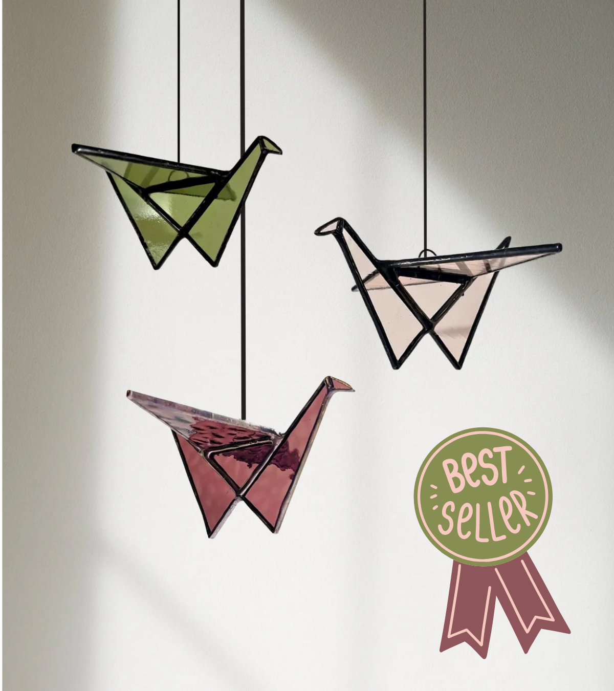 Stained Glass Origami Crane Suncatchers- Bird of Happiness - Samara Designs Studio