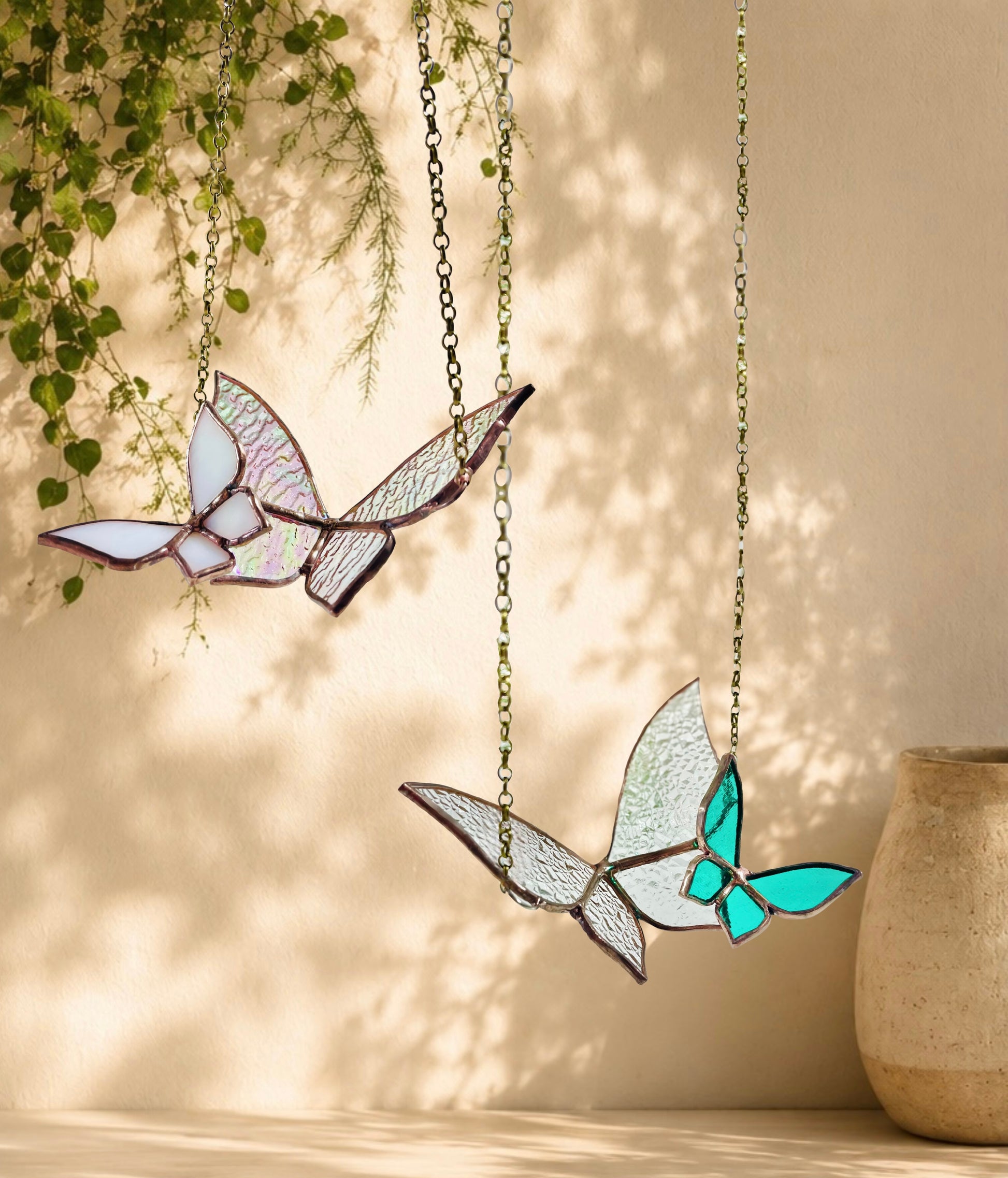 Stained Glass Butterfly in Flight Suncatcher - Samara Designs Studio