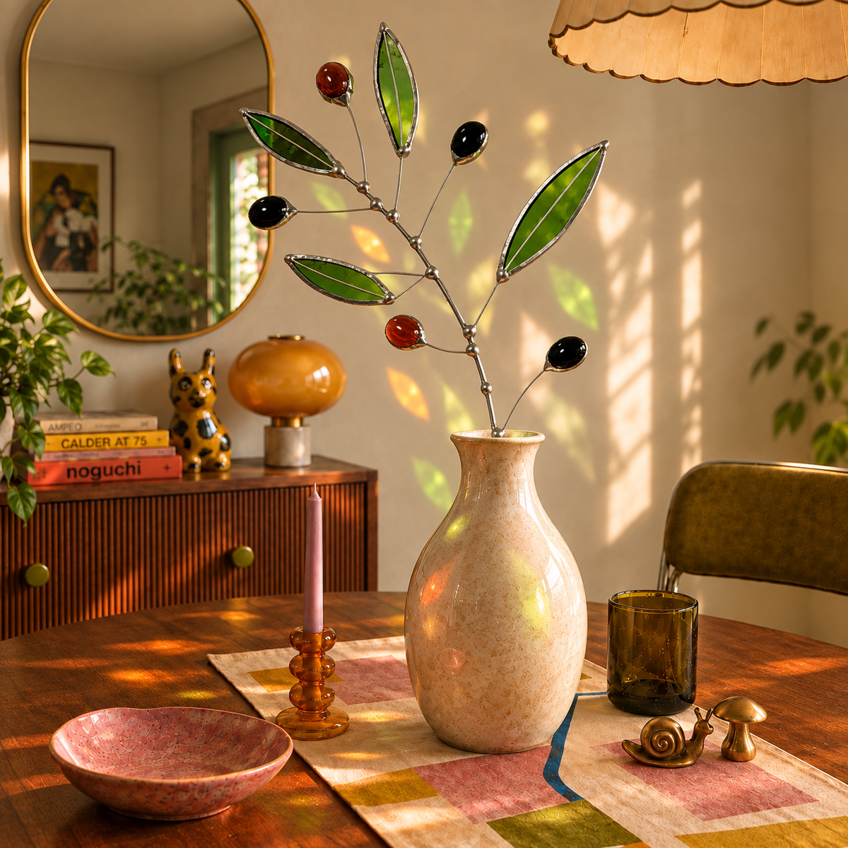 Stained Glass Olive Branch Stem – Symbol of Peace & Friendship - Samara Designs Studio