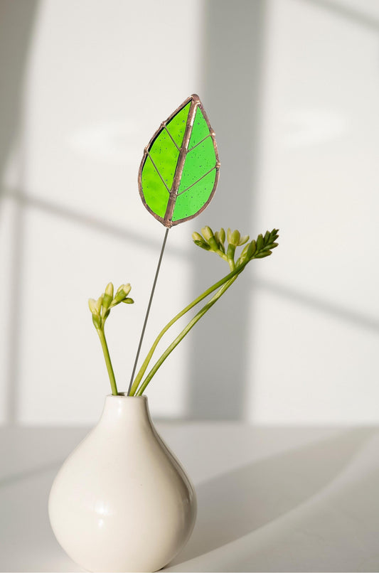 Glass Leaf Plant Stake
