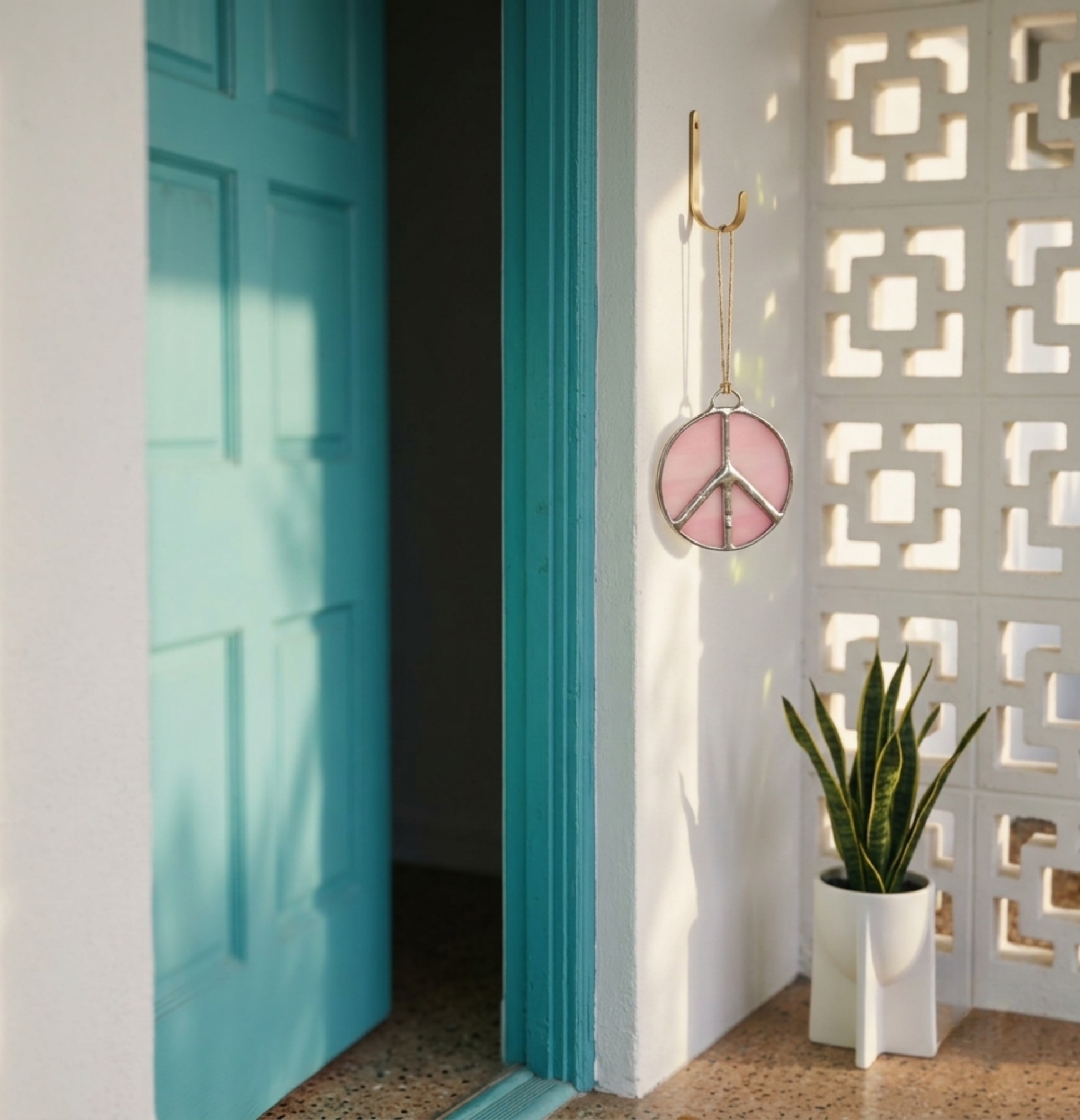 Peace Sign Stained Glass Suncatcher for Campers & Cozy Spaces - Samara Designs Studio