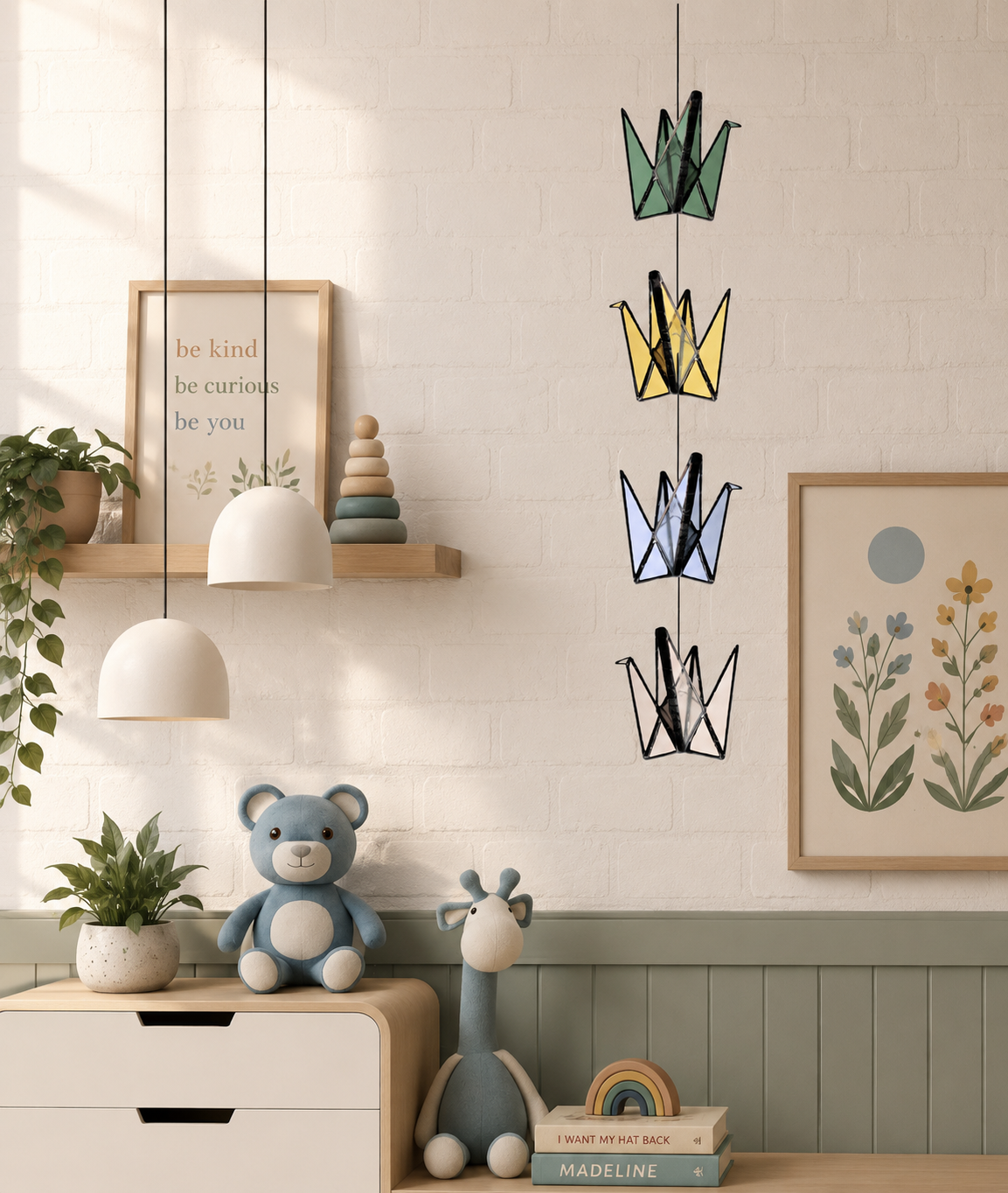 Stained Glass Origami Crane Mobile – Bird of Happiness - Samara Designs Studio