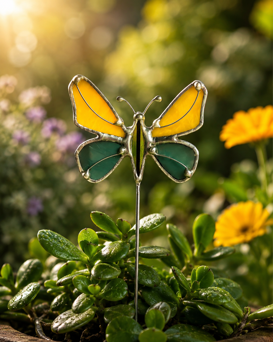 Handmade Stained Glass Butterfly Plant Stakes - Samara Designs Studio