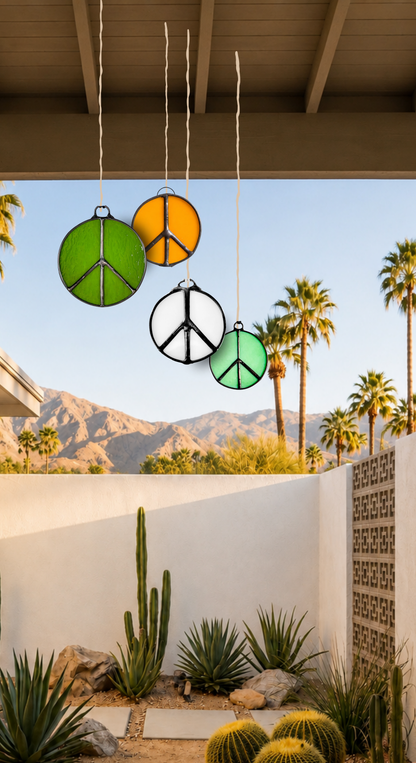 Peace Sign Stained Glass Suncatcher - Samara Designs Studio