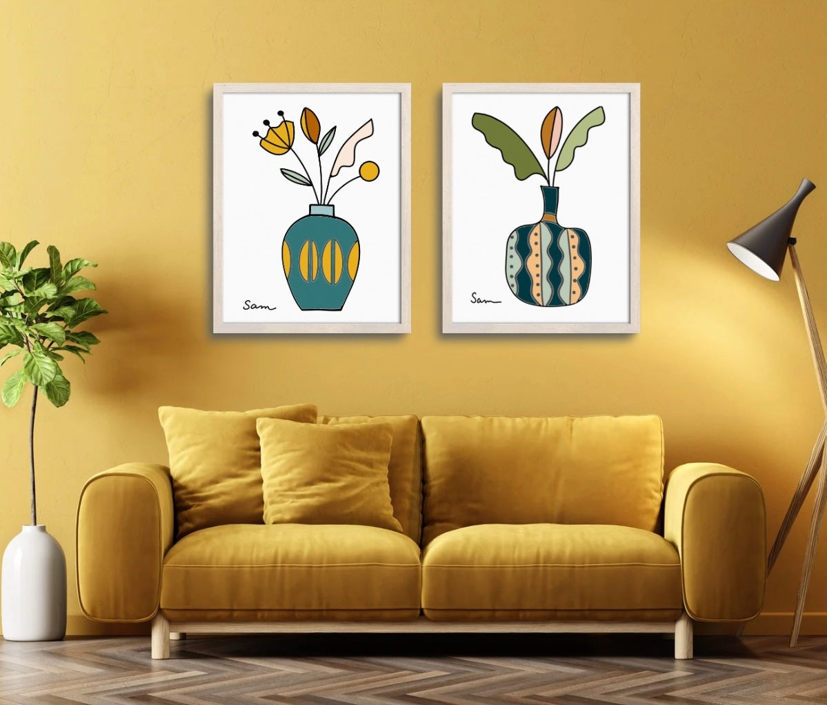 Floral Vase Art Print | Modern Botanical Wall Art | Unique Gift for Art Lovers & Home Decor - Samara Designs Studio