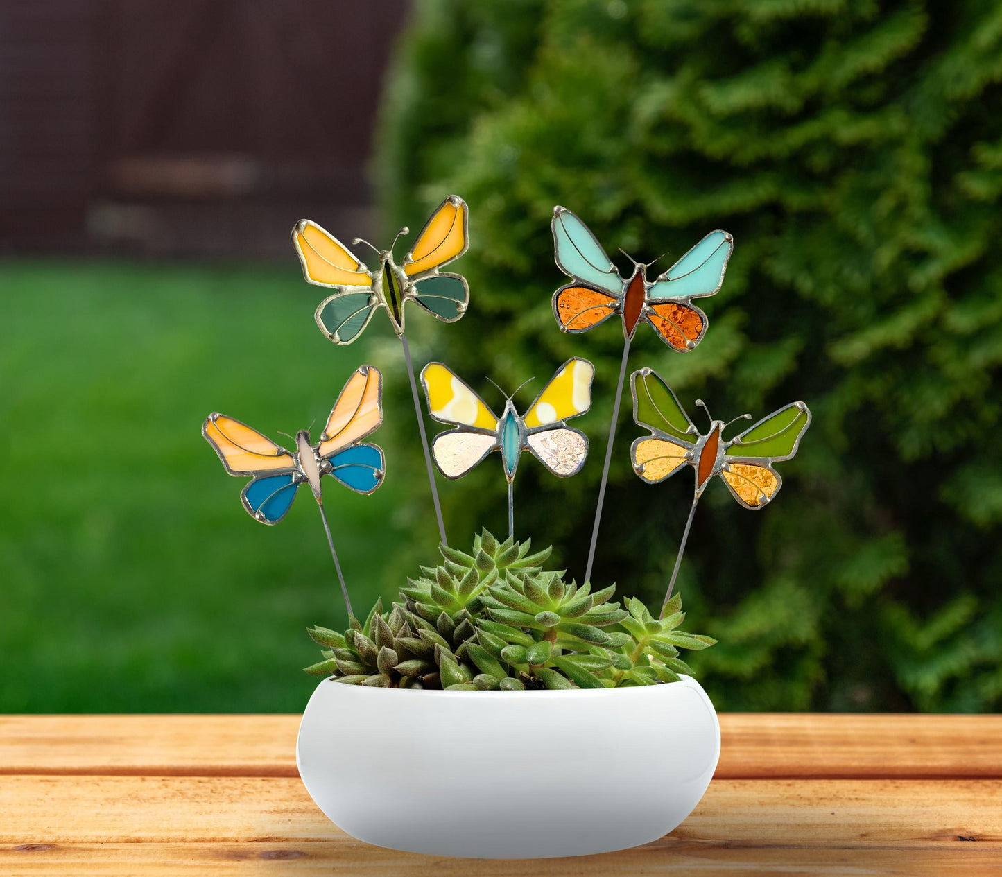 Glass Butterfly Plant Stake