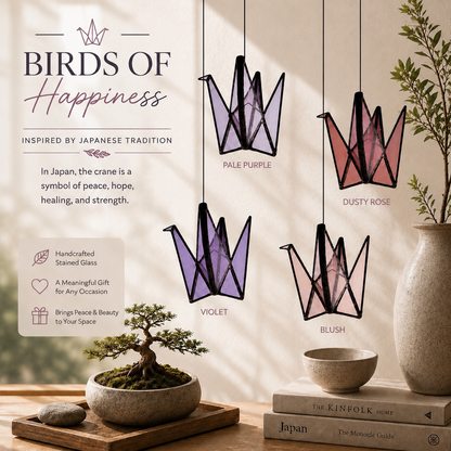 Stained Glass Origami Crane Suncatchers- Bird of Happiness - Samara Designs Studio