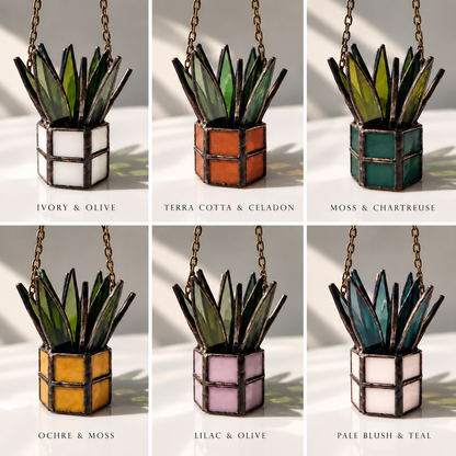 Mini Stained Glass Plant Ornaments