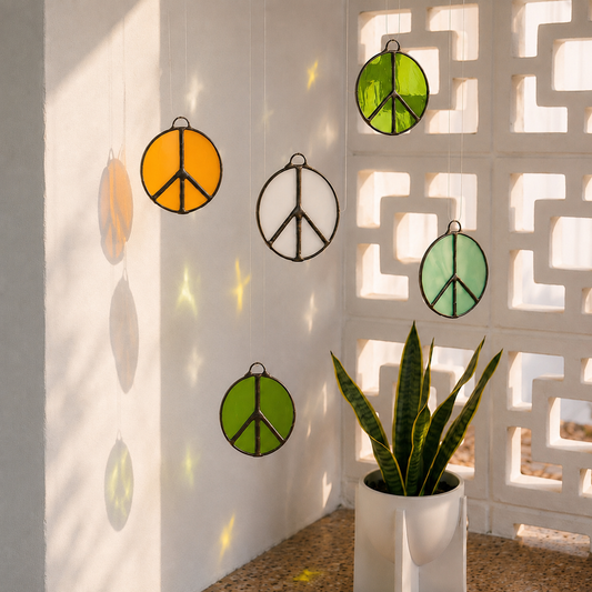 Peace Sign Stained Glass Suncatcher - Samara Designs Studio