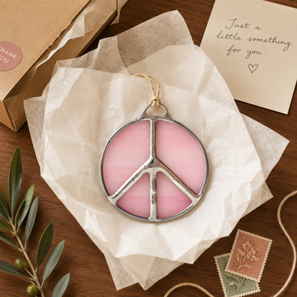 Peace Sign Stained Glass Suncatcher for Campers & Cozy Spaces - Samara Designs Studio