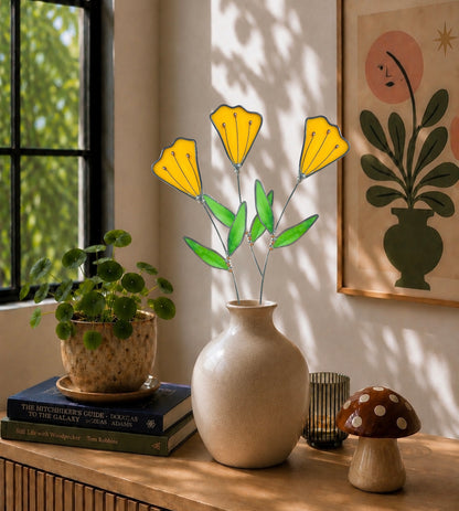 Handmade Stained Glass Floral Décor