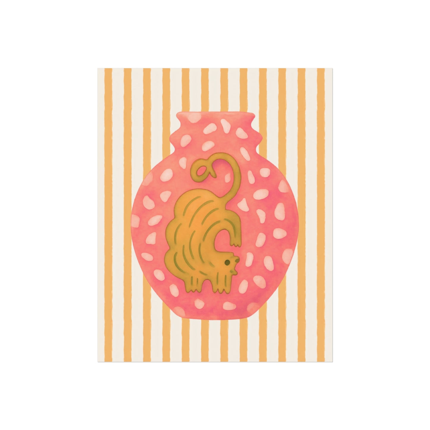 Whimsical Watercolor Art Print – Modern Folk Art Cat in Pink Vase, Colorful Gallery Wall Decor - Samara Designs Studio