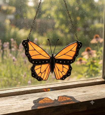 Stained Glass Monarch Butterfly Suncatcher - Samara Designs Studio