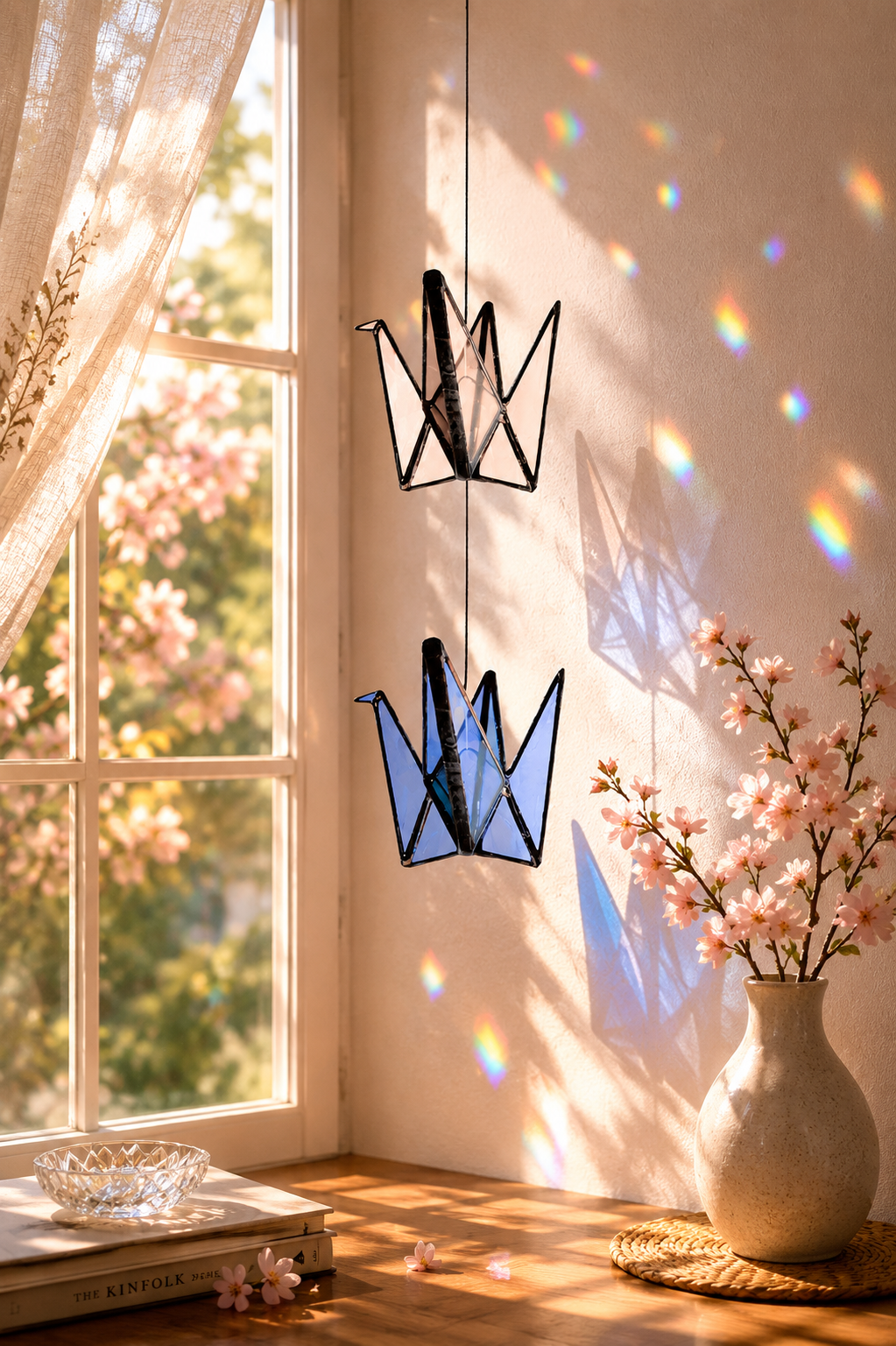 Stained Glass Origami Crane Mobile – Bird of Happiness - Samara Designs Studio
