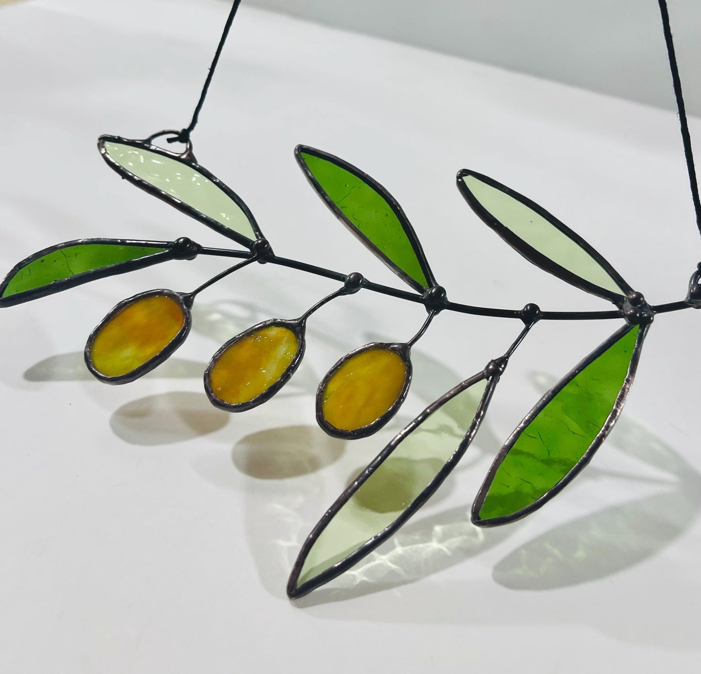 Glass Olive Branch Suncatcher