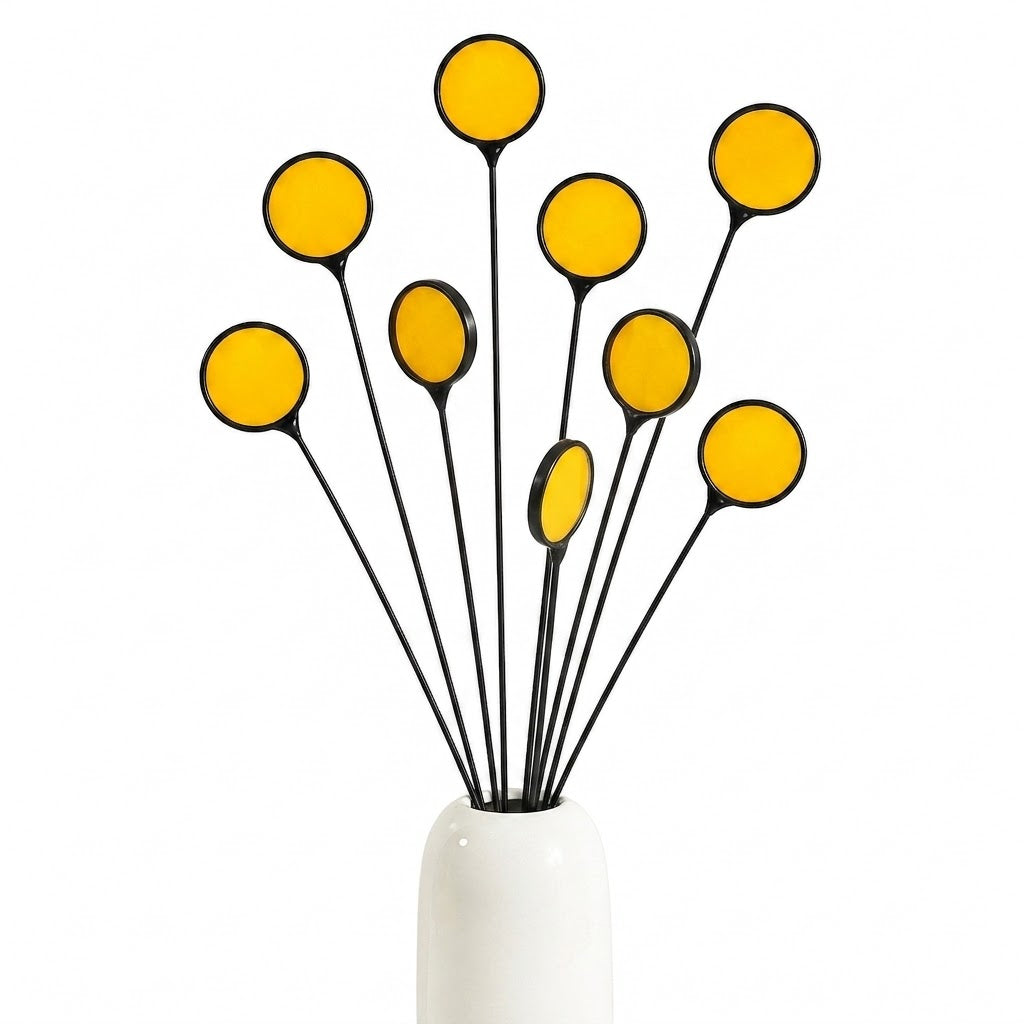 Stained Glass Billy Buttons | Set of 4 Yellow Craspedia Flower Stems