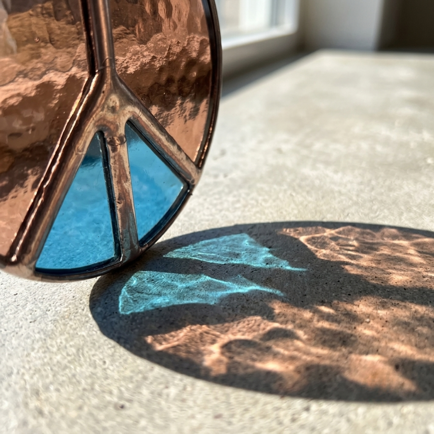 Retro Peace Sign Stained Glass Window Hanging - Samara Designs Studio