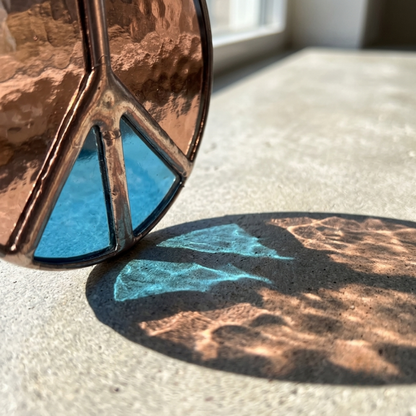 Retro Peace Sign Stained Glass Window Hanging - Samara Designs Studio