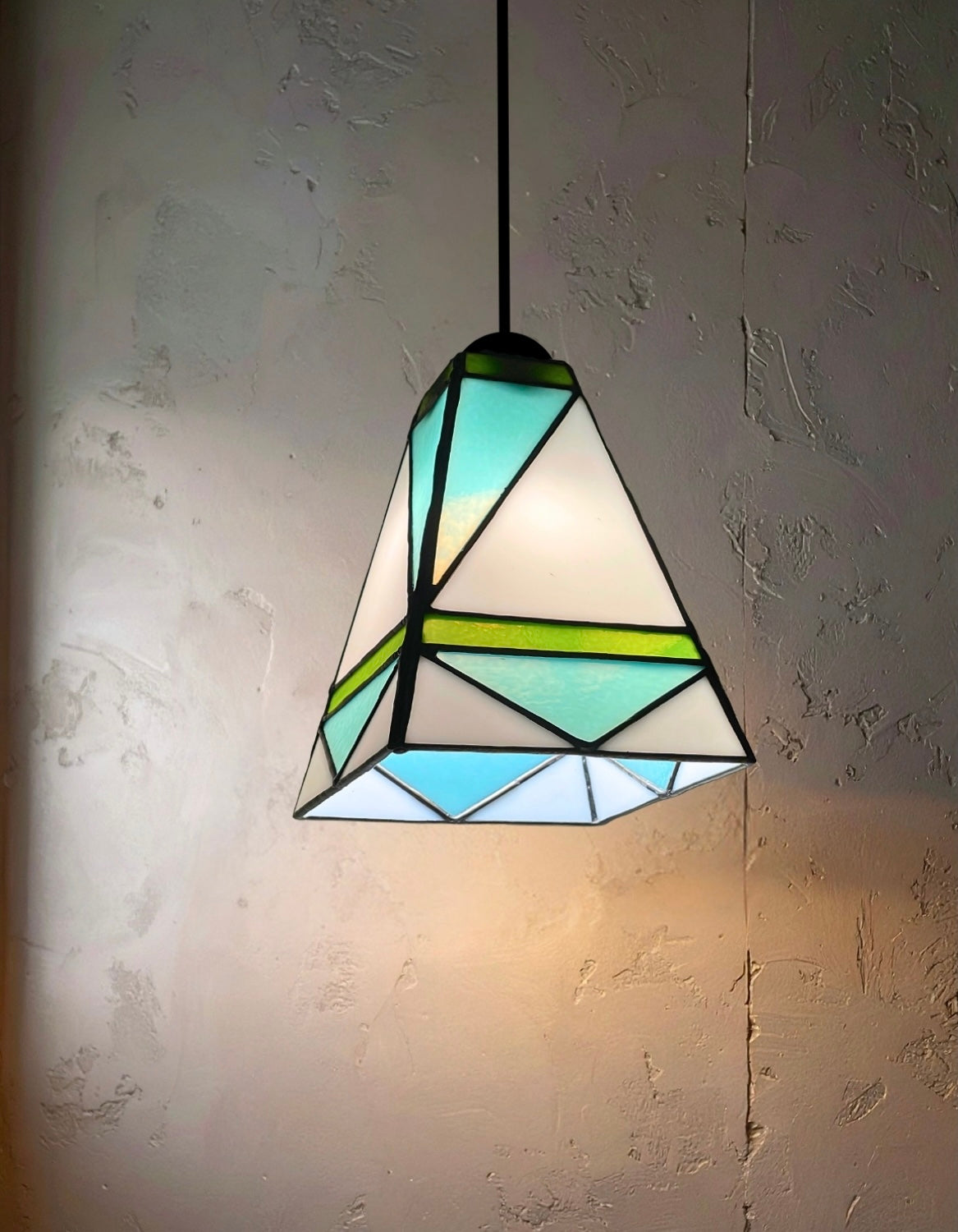Mid Century Modern Stained Glass Pendant Light - Samara Designs Studio