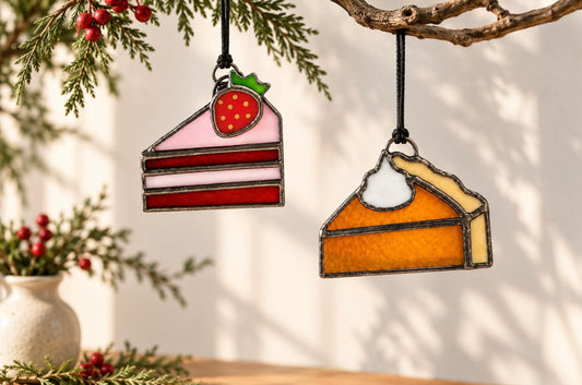 Stained Glass Cake & Pie Ornament Gift Set | Baker Gift, Christmas Ornaments & Suncatchers