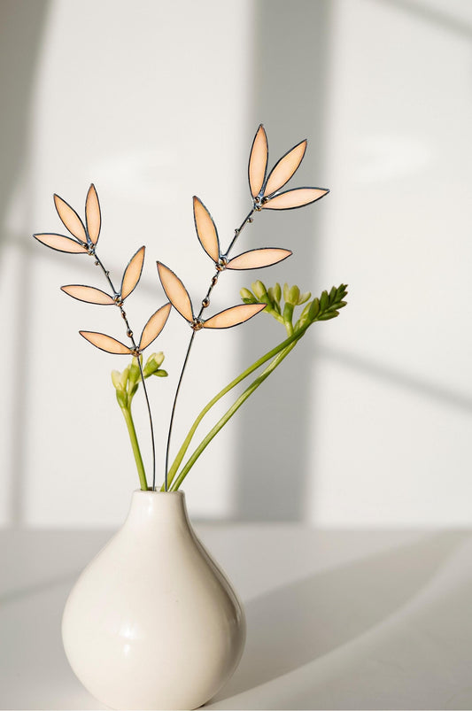 Peachy Pink Glass Wildflower Stem
