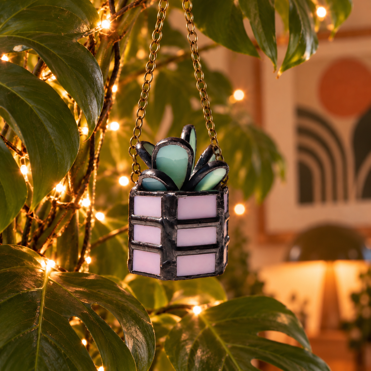 Mini Stained Glass Plant Ornaments