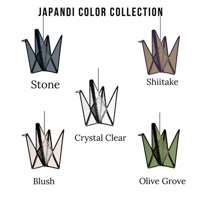 Japandi Stained Glass Origami Crane Suncatcher