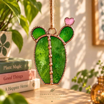 Mini Cactus Stained Glass Ornament Set