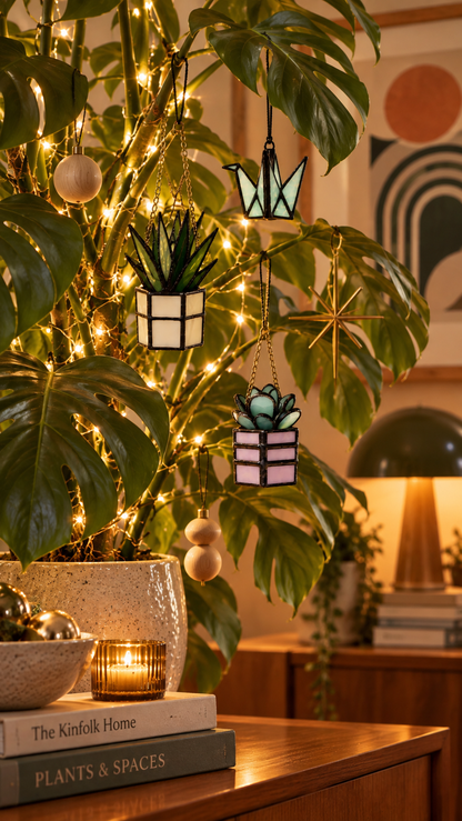 Mini Stained Glass Plant Ornaments