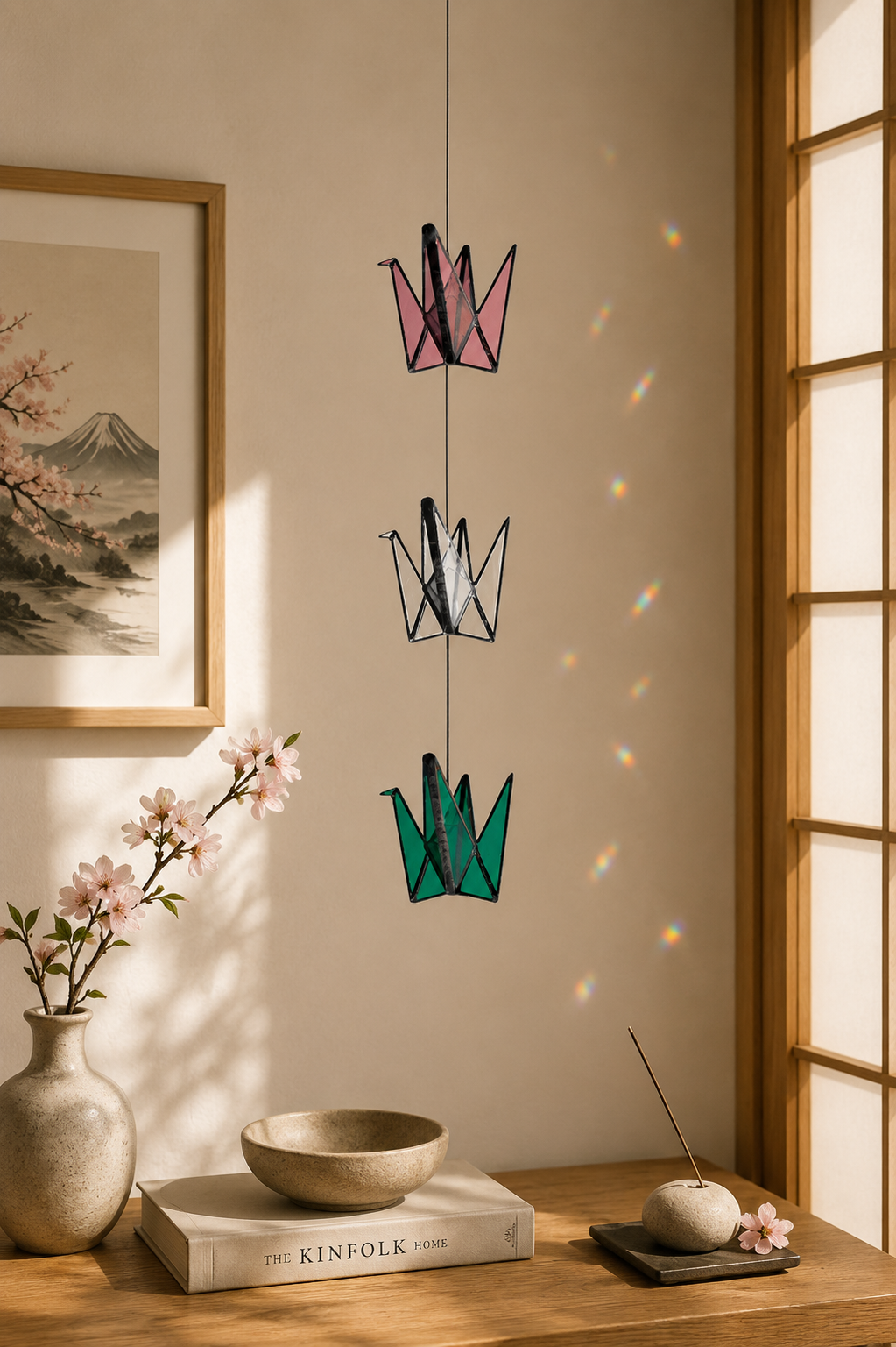 Stained Glass Origami Crane Mobile – Bird of Happiness - Samara Designs Studio