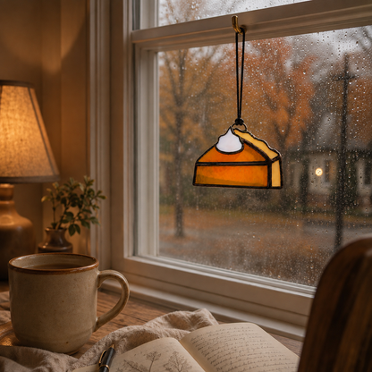Stained Glass Pumpkin Pie Suncatcher| Thanksgiving Decor, Baker Gift & Christmas Ornament