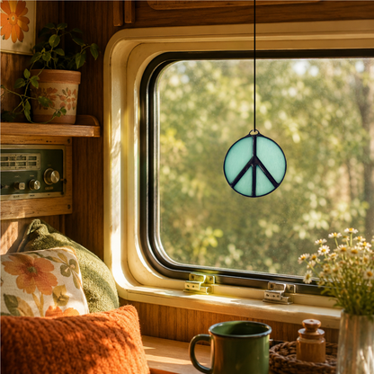 Peace Sign Stained Glass Suncatcher - Samara Designs Studio